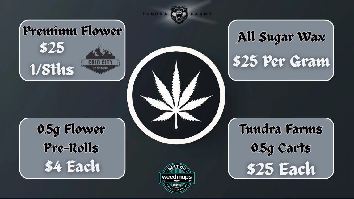 Cold City Cannabis - Anchorage Deli Flower $25 1/8ths - 0.5g Pre-Rolls $4 Each!