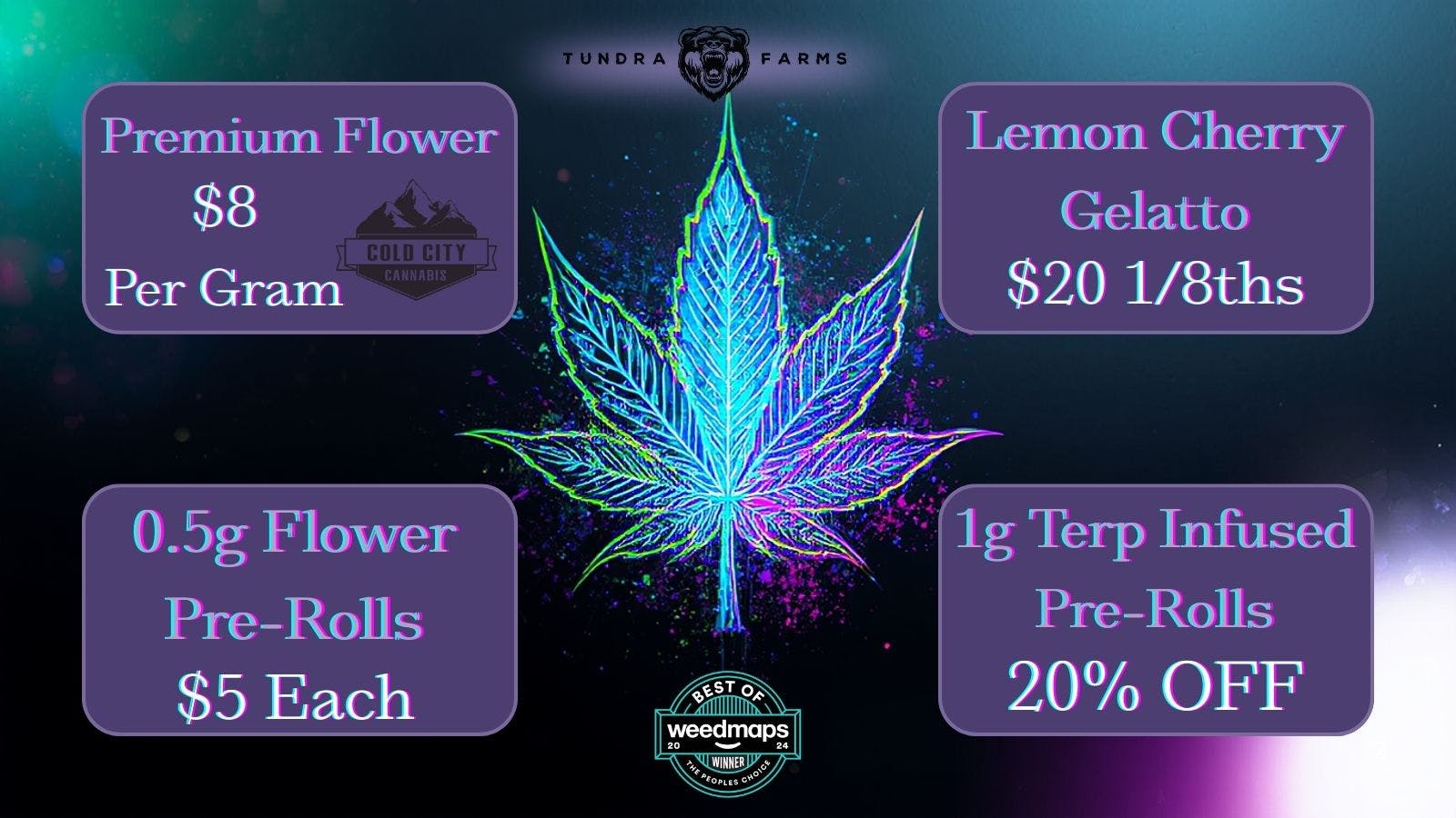 Cold City Cannabis - Anchorage Flower $8 Grams! - Infused 1g Pre-Rolls 20% OFF!!