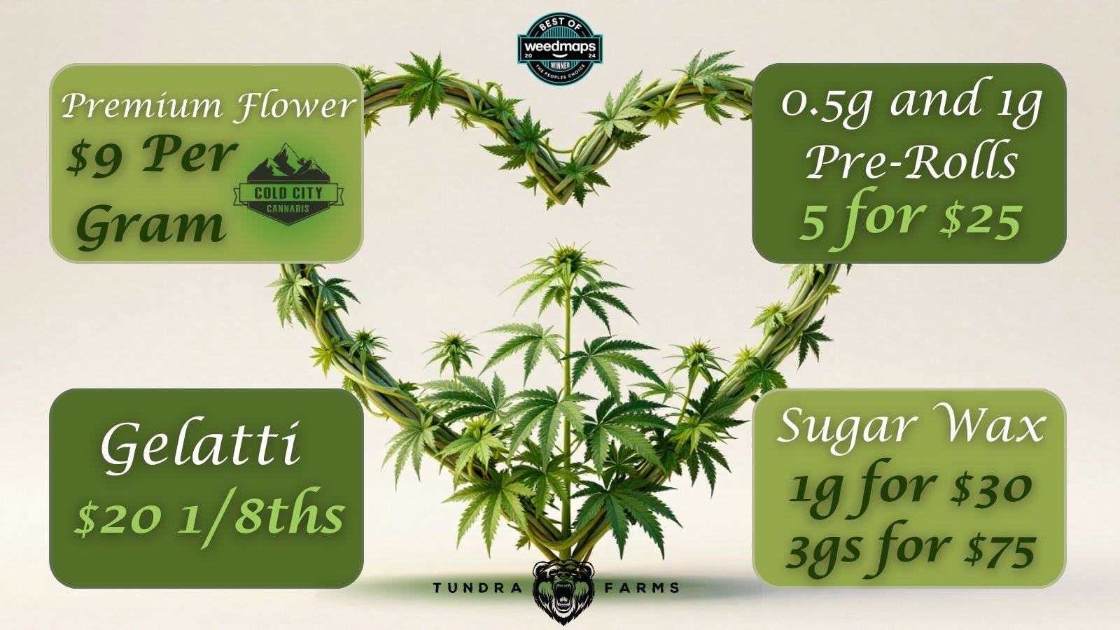 Cold City Cannabis - Anchorage Premium Flower $9 Grams! - Pre-Rolls $5 for $25!
