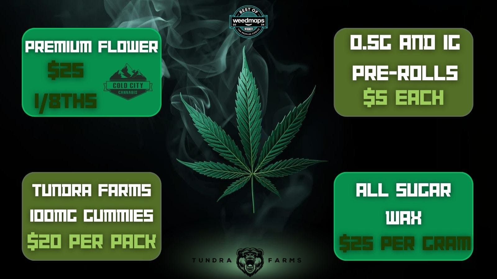 Cold City Cannabis - Anchorage Premium Flower $25 1/8ths - Sugar Wax $25 Per Gram