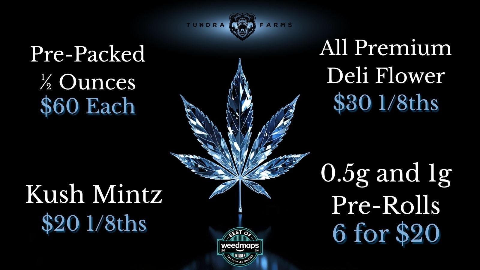 Cold City Cannabis - Anchorage Pre-Packed 1/2 Ounces $60!! - 6 Pre-Rolls for $20!