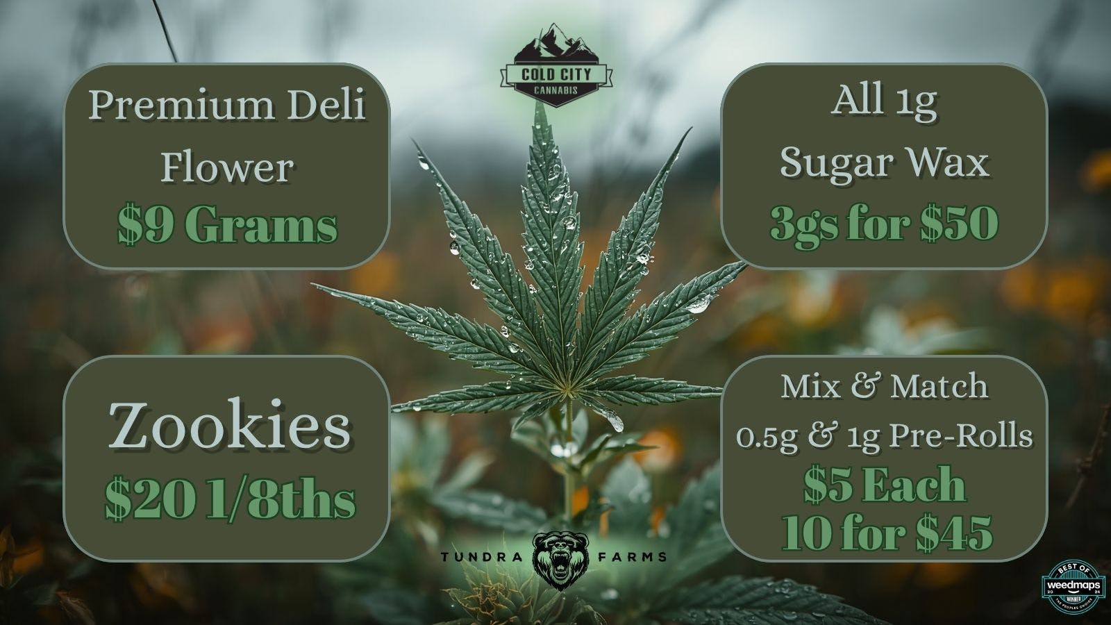 Cold City Cannabis - Anchorage Deli Flower $9 Grams!! Sugar Wax 3gs for $50!!