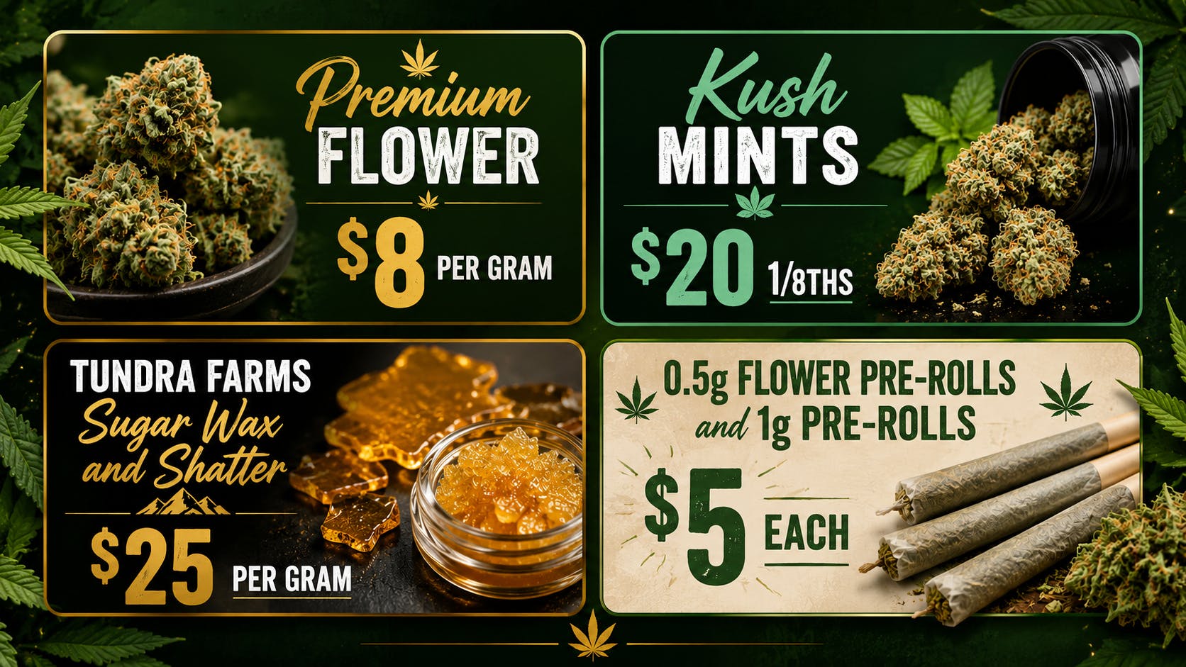 Cold City Cannabis - Anchorage Sugar Wax $25 Per Gram! - Kush Mintz $20 1/8ths!