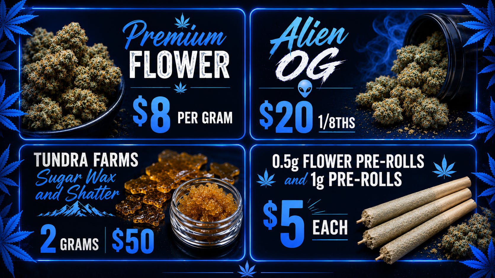 Cold City Cannabis - Anchorage All Pre-Rolls $5 Each!! - 2gs Sugar Wax for $50!!