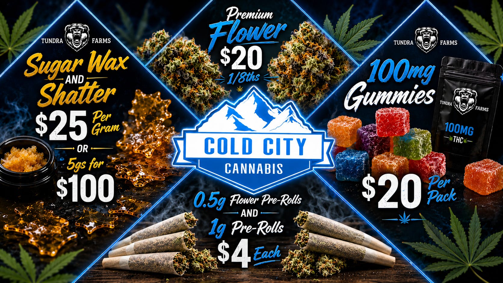 Cold City Cannabis - Anchorage Deli Flower $20 1/8ths! 5gs Sugar Wax $100!!