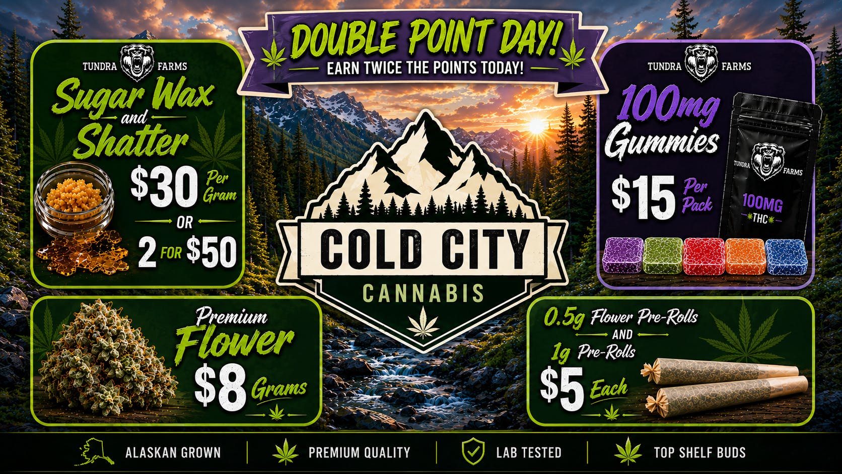 Cold City Cannabis - Anchorage Pre-Rolls $5 Each!! - 100mg Gummies $15 Per Pack!