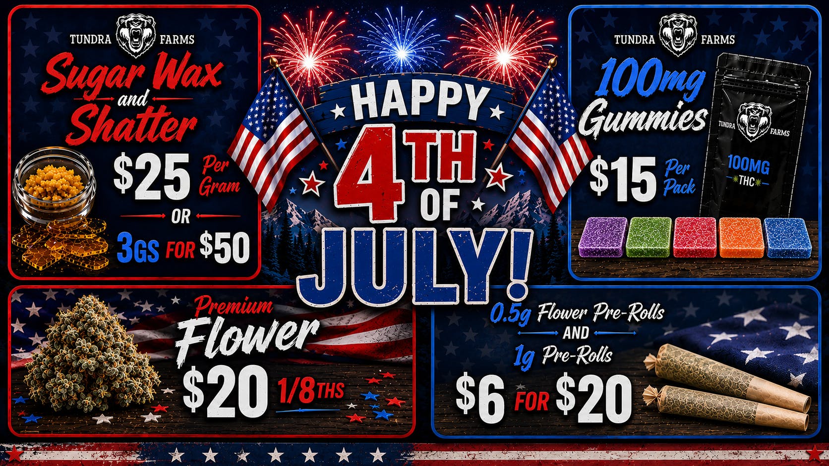 Cold City Cannabis - Anchorage HAPPY 4TH OF JULY!! - All Deli Flower $20 1/8ths!!