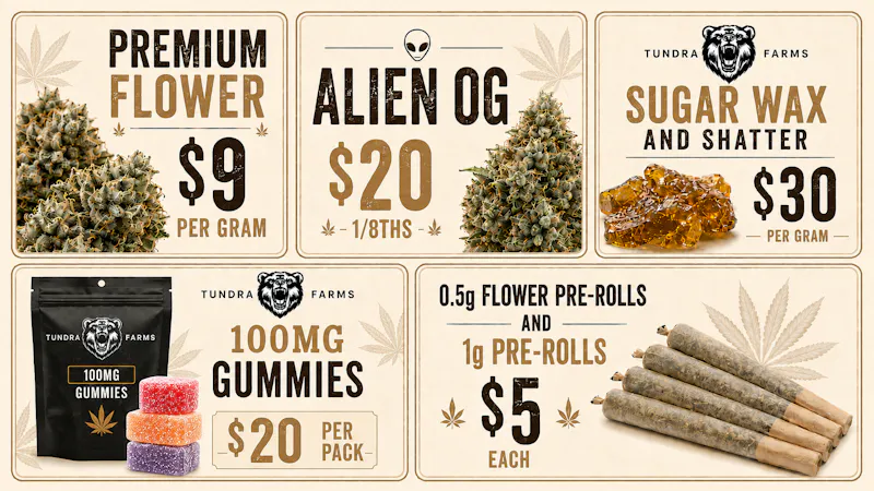 Cold City Cannabis - Anchorage Alien OG $20 1/8ths!! - All Pre-Rolls $5 Each!!
