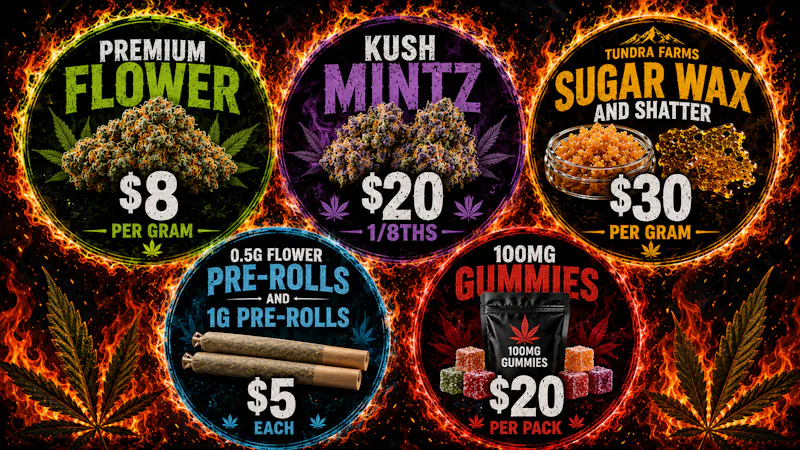 Cold City Cannabis - Anchorage Kush Mintz $20 1/8ths - 100mg Gummies $!5 Per Pack