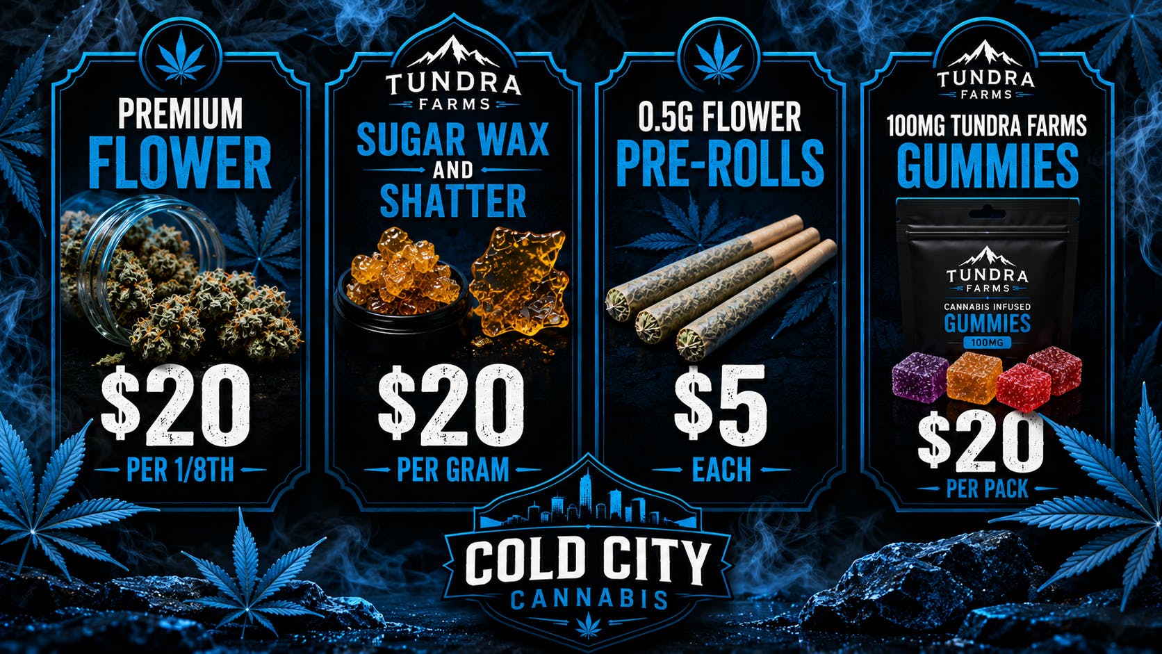 Cold City Cannabis - Anchorage Deli Flower $20 1/8ths!! - Sugar Wax $20 Per Gram!