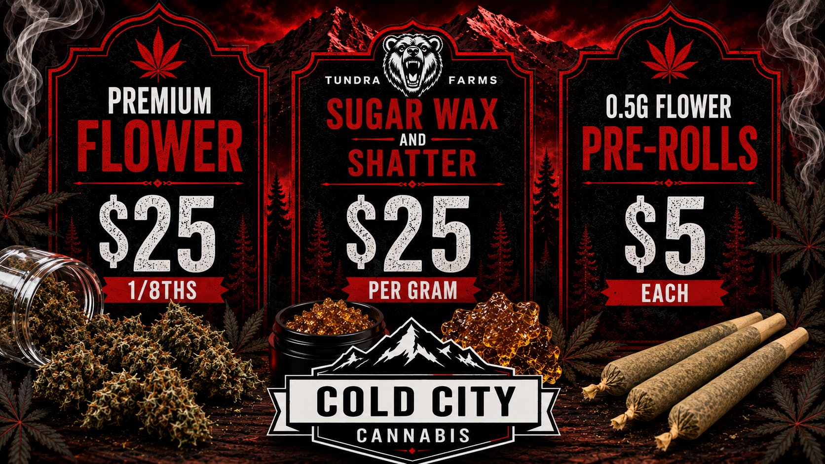 Cold City Cannabis - Anchorage Deli Flower $25 1/8ths! - 100mg Grape Gummies $15!
