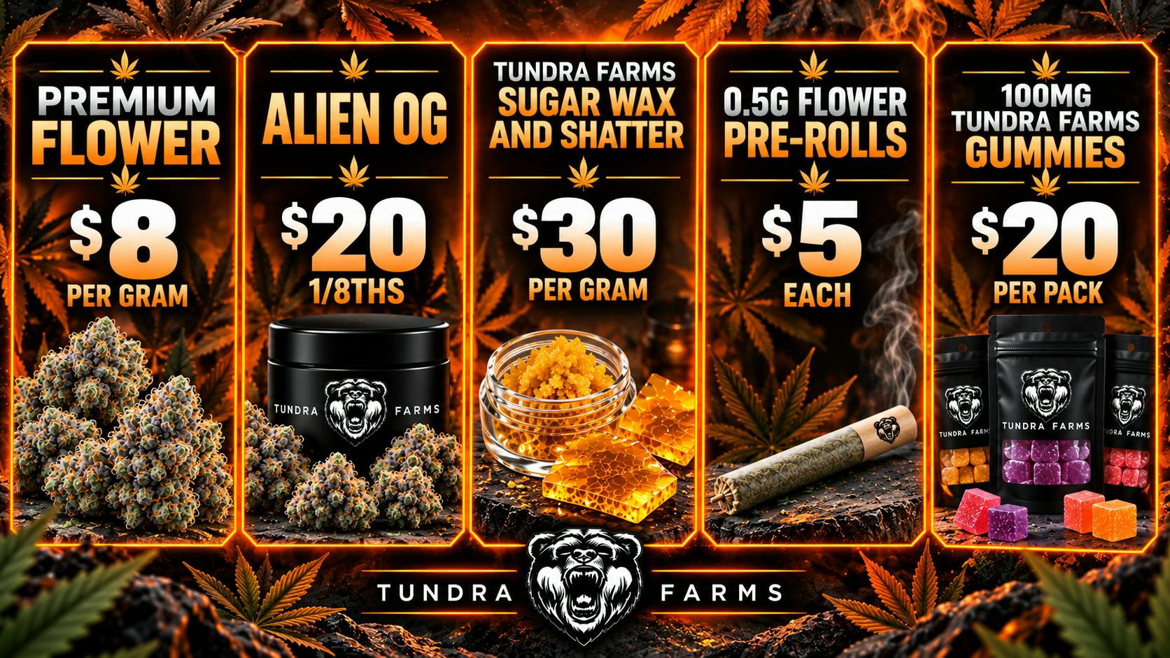 Cold City Cannabis - Anchorage Alien OG $20 1/8ths - 100mg Gummies $20 Each!