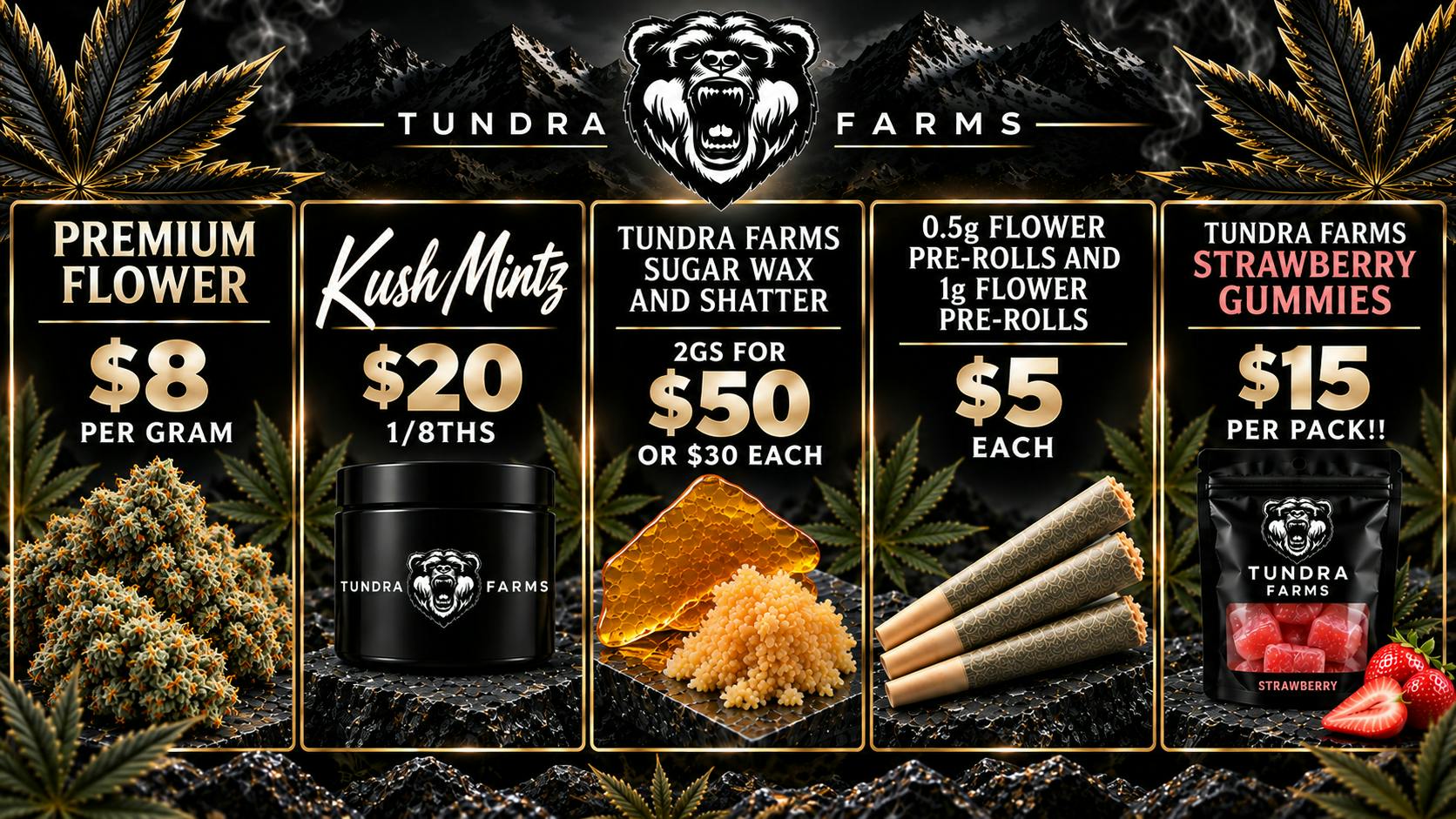 Cold City Cannabis - Anchorage Sugar Wax 2gs for $50! - Kush Mintz $20 1/8ths!!