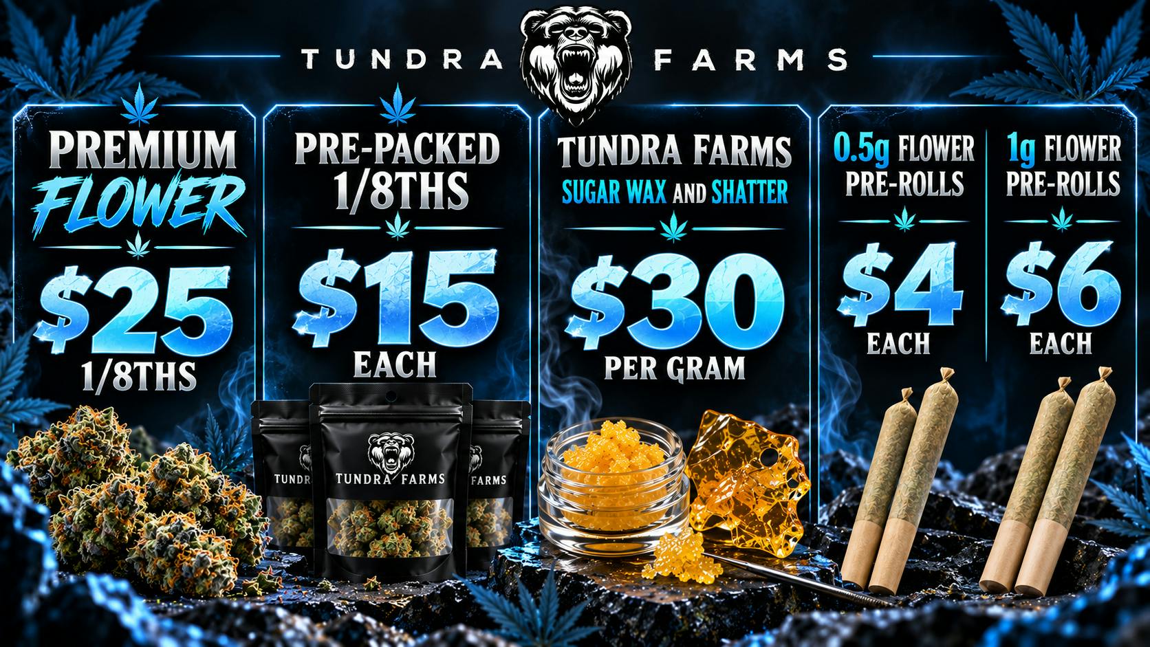 Cold City Cannabis - Anchorage Pre-Packed 1/8ths $15!! - 0.5g Pre-Rolls $4 Each!