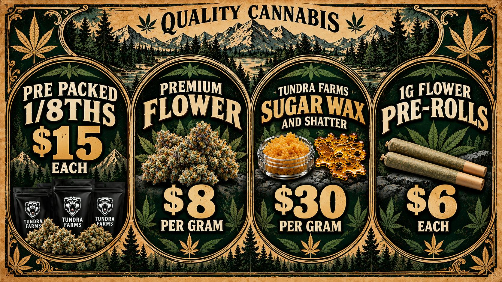 Cold City Cannabis - Anchorage Deli Flower $8 Grams- Pre-Packed 1/8ths $15 Each