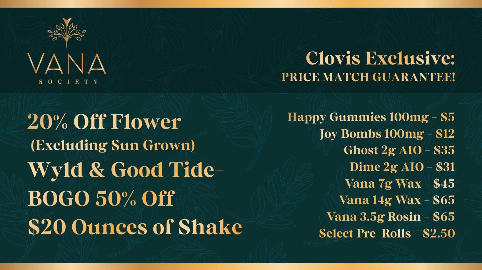 Vana Society - Clovis April Deals & Clovis Exclusives!