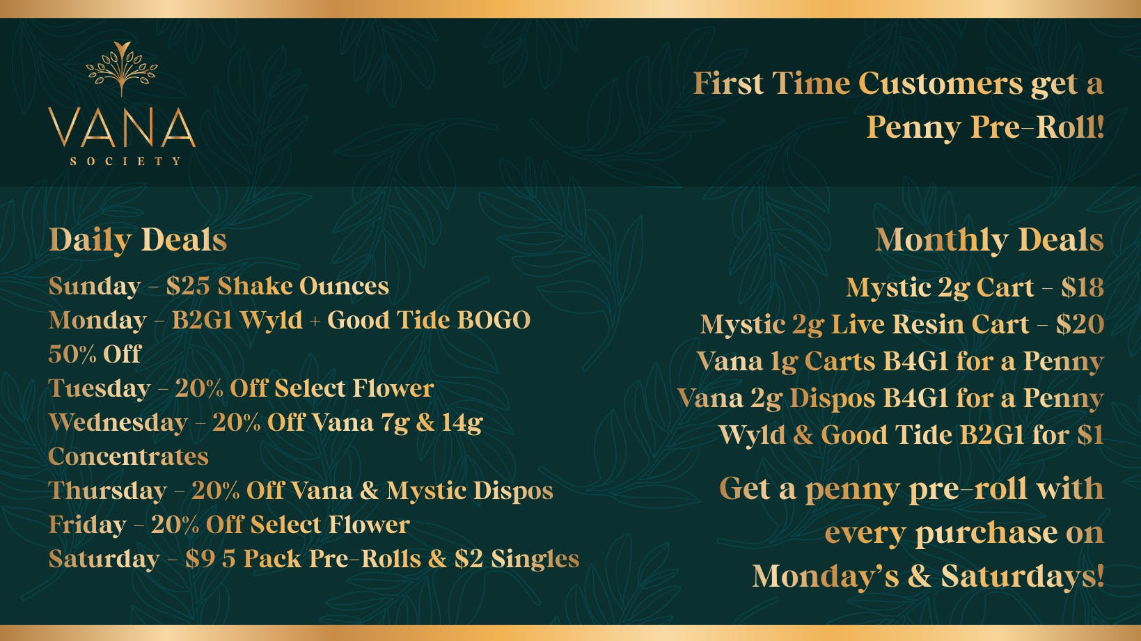 Vana Society - Clovis September Deals at Vana Society!