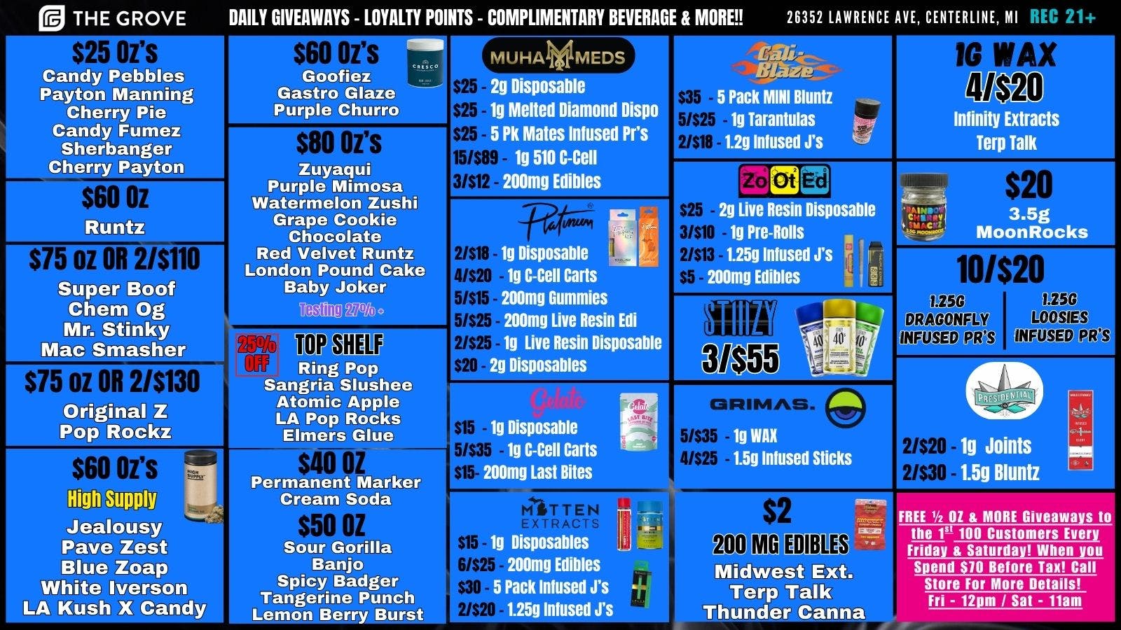 The Grove FREE 1/2 Oz SNOW CAPS & More Every Fri & Sat!