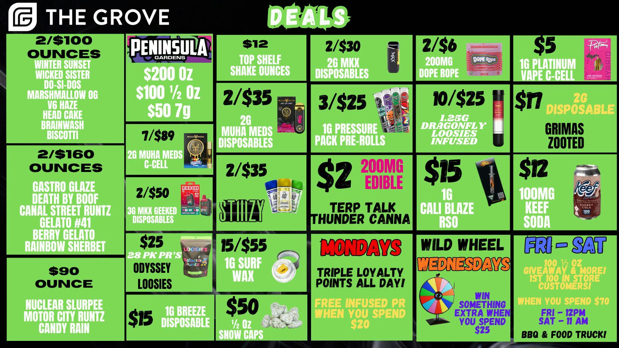 The Grove Blow Out Deals Cont! 2/$100 Quality Oz's! $2 Edi's