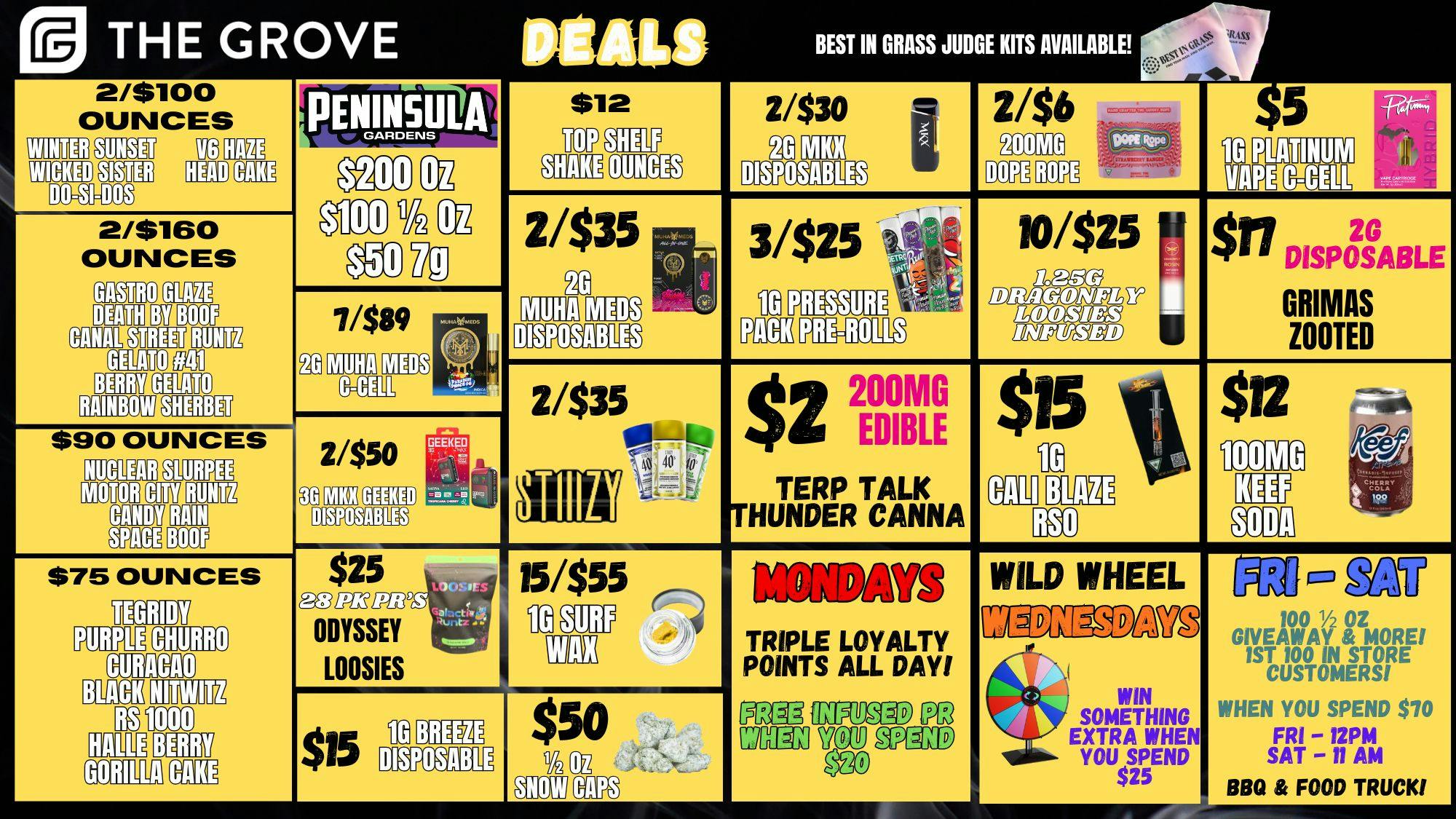The Grove Blow Out Deals Cont! 2/$100 Quality Oz's! $2 Edi's