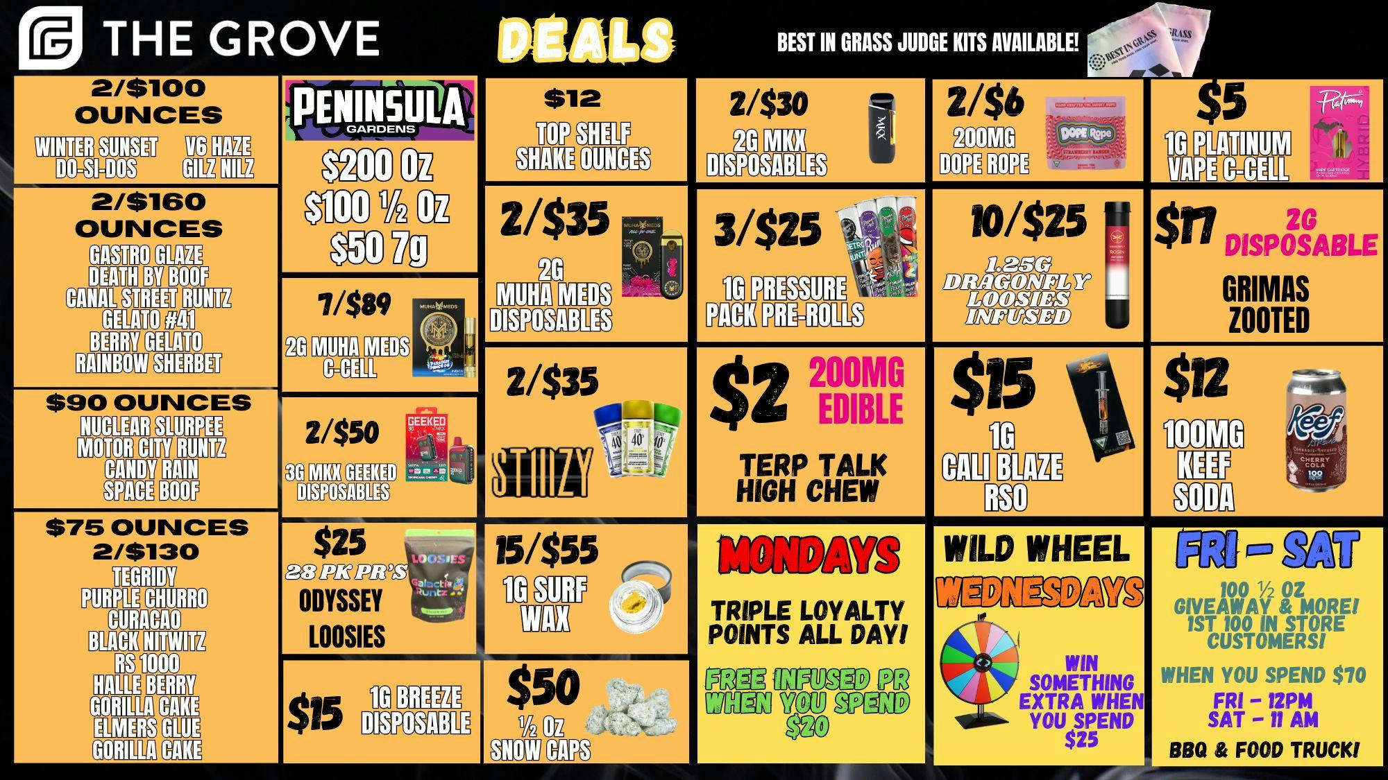 The Grove Blow Out Deals Cont! 2/$100 Quality Oz's! $2 Edi's