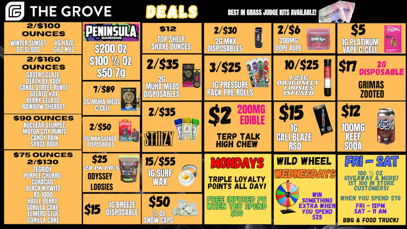 The Grove Blow Out Deals Cont! 2/$100 Quality Oz's! $2 Edi's