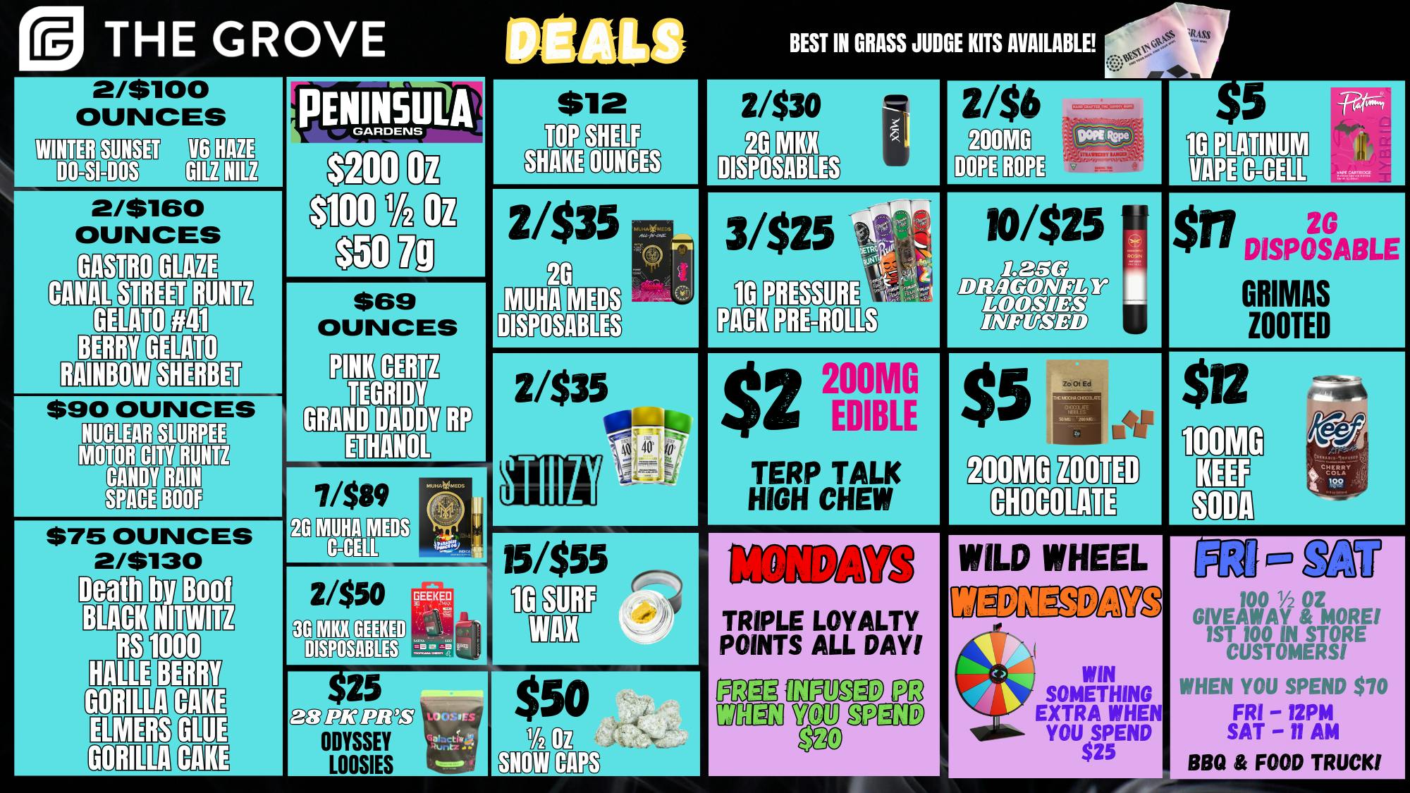 The Grove Blow Out Deals Cont! 2/$100 Quality Oz's! $2 Edi's