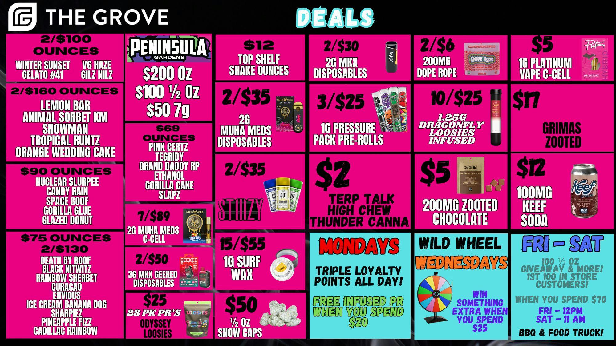 The Grove Blow Out Deals Cont! 2/$100 Quality Oz's! $2 Edi's