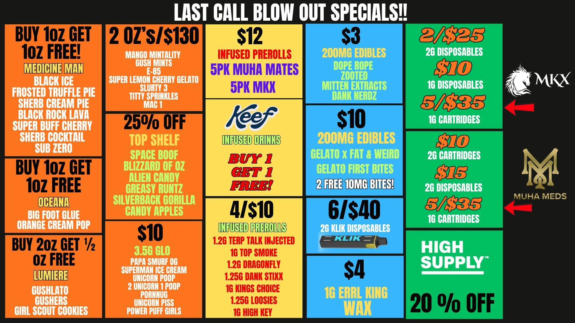 The Grove 2/$100 Oz Specials! 6/$40 2g Disposables! $2 Edibl