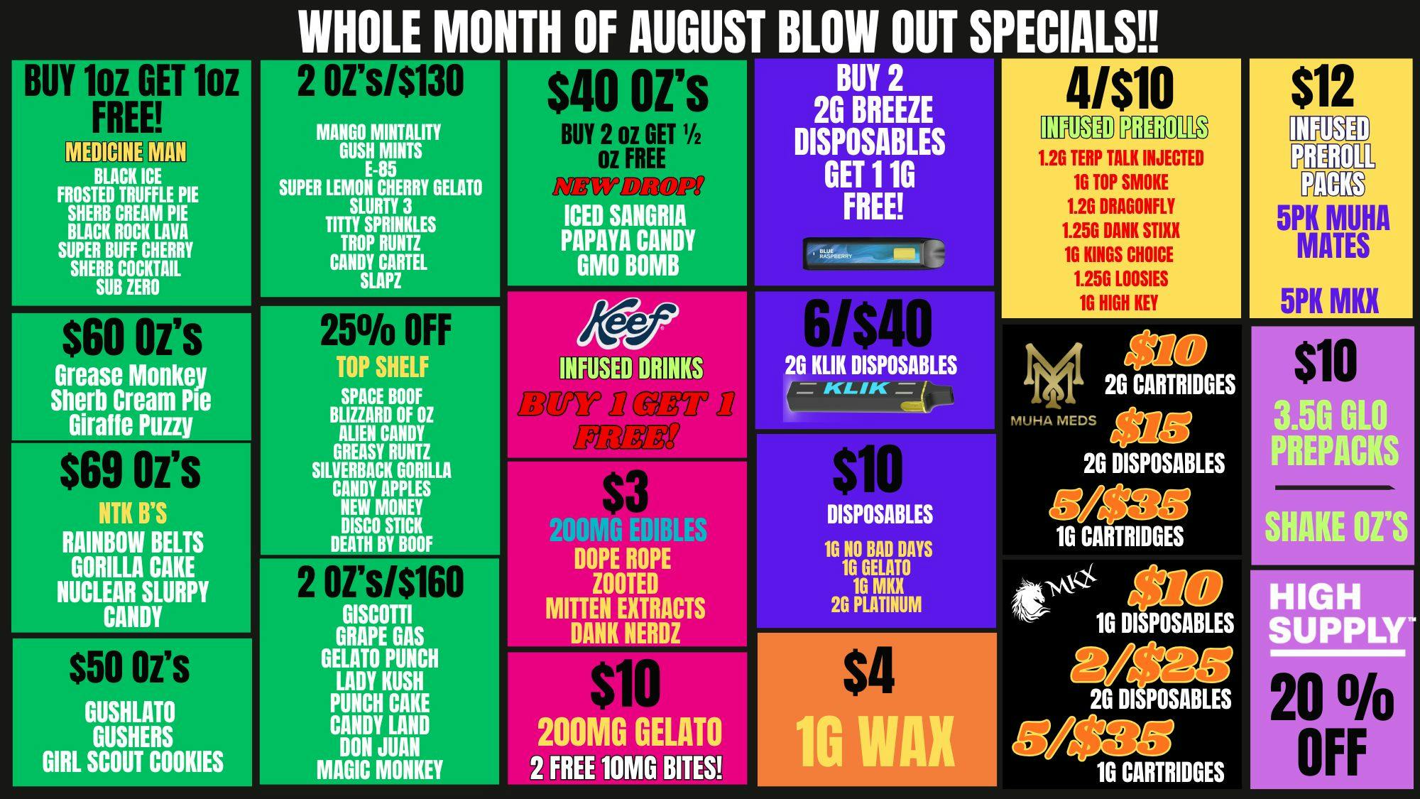 The Grove MONTH OF AUGUST BLOW OUT DEALS! BUY 1 GET ONE OZ's