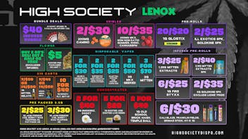 High Society Lenox - NOW OPEN Weekly Deals!!!!!!