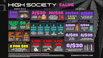 High Society Saline Weekly Deals!!!