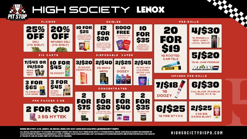 High Society Lenox - NOW OPEN Weekly Deals!!!!!!
