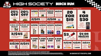 High Society Weed Dispensary Outer Birch Run Weekly Deals!!!