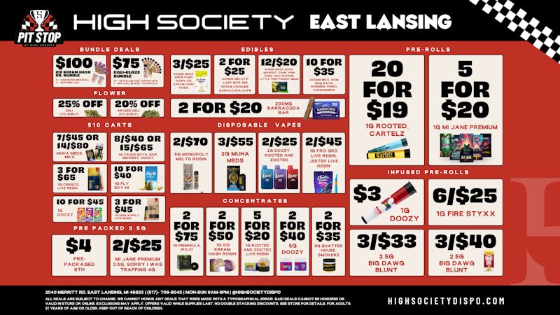 High Society East Lansing - NOW OPEN Weekly Deals!!!!