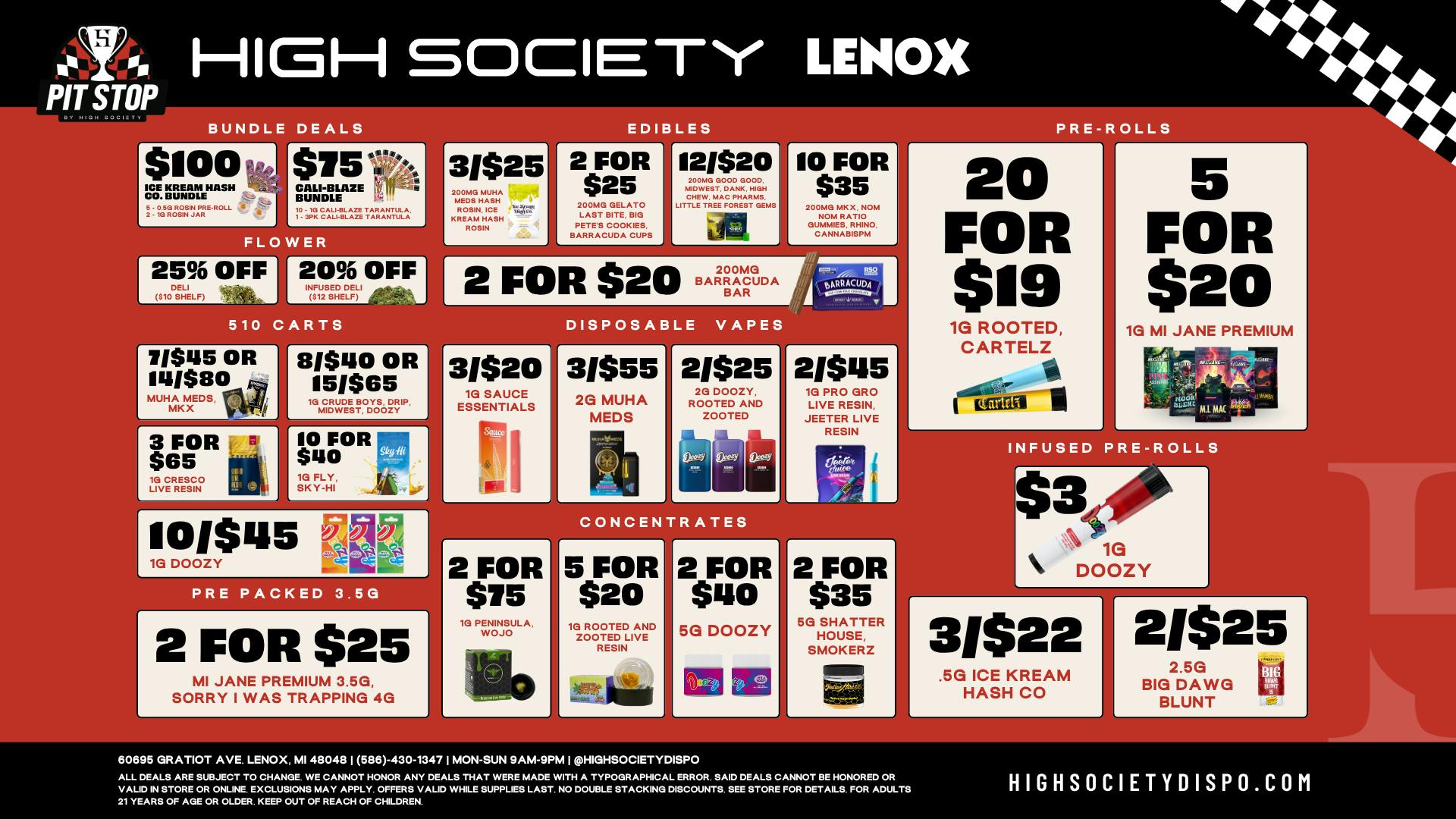 High Society Lenox - NOW OPEN Weekly Deals!!!!!!