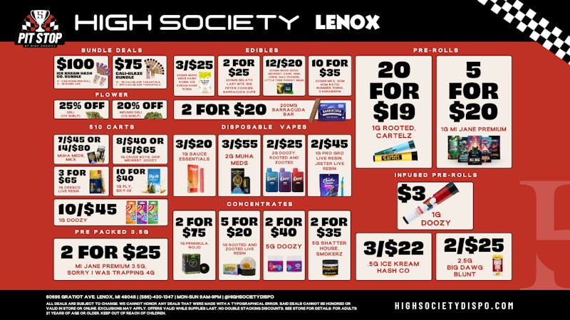 High Society Lenox - NOW OPEN Weekly Deals!!!!!!