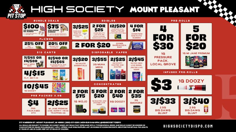 High Society Mount Pleasant Weekly Deals!!!!