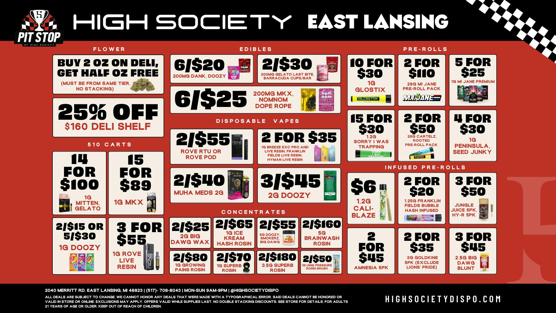 High Society East Lansing - NOW OPEN Weekly Deals!!!