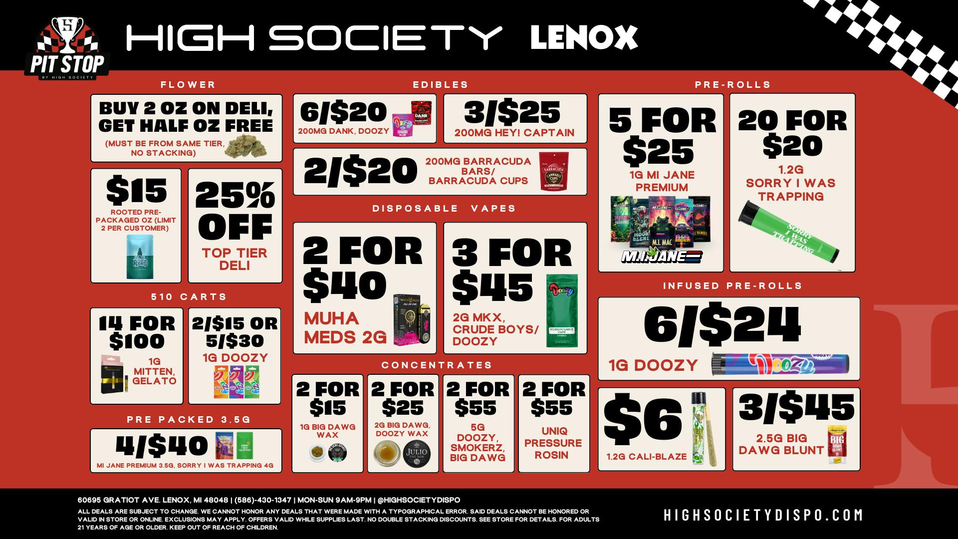 High Society Lenox - NOW OPEN Weekly Deals!!!!!!