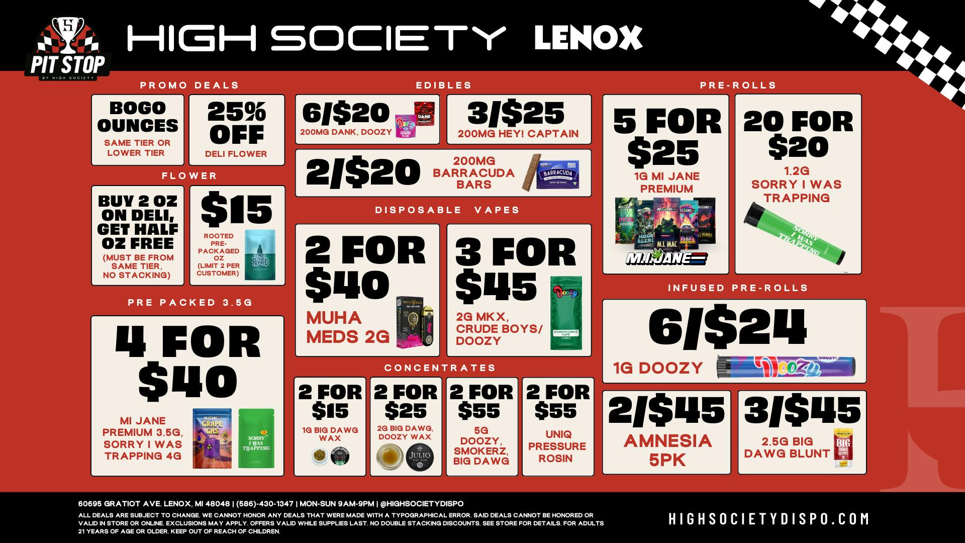 High Society Lenox - NOW OPEN Weekly Deals!!!!!!