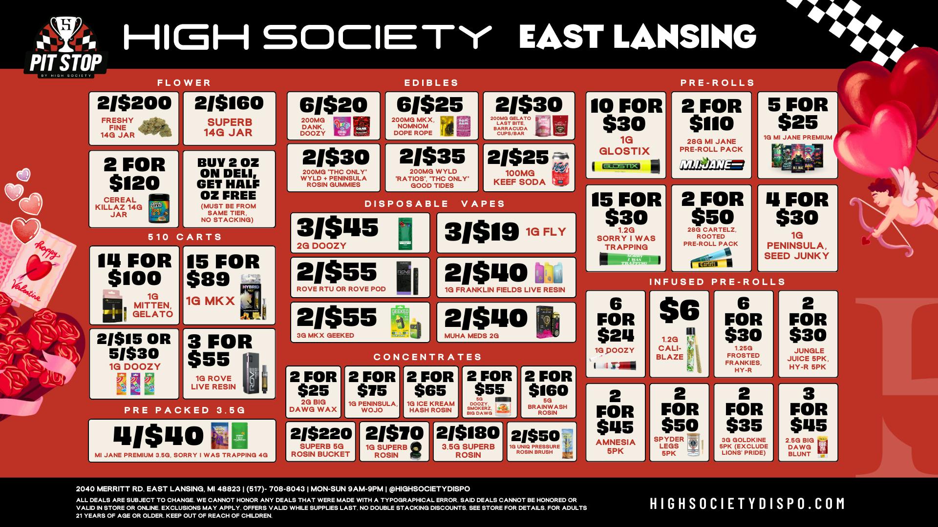 High Society East Lansing - NOW OPEN Weekly Deals!!!