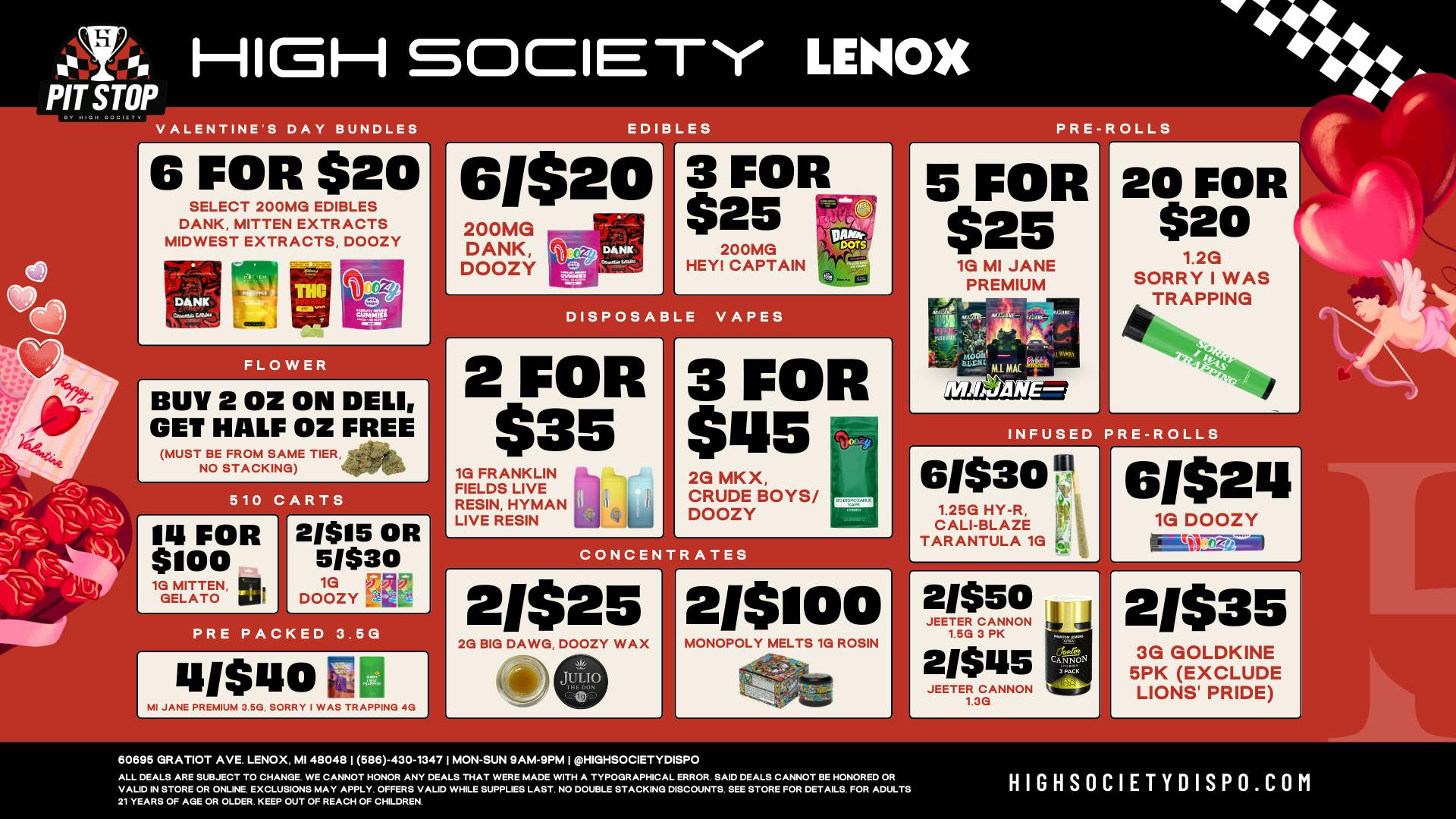 High Society Lenox - NOW OPEN Weekly Deals!!!!!!