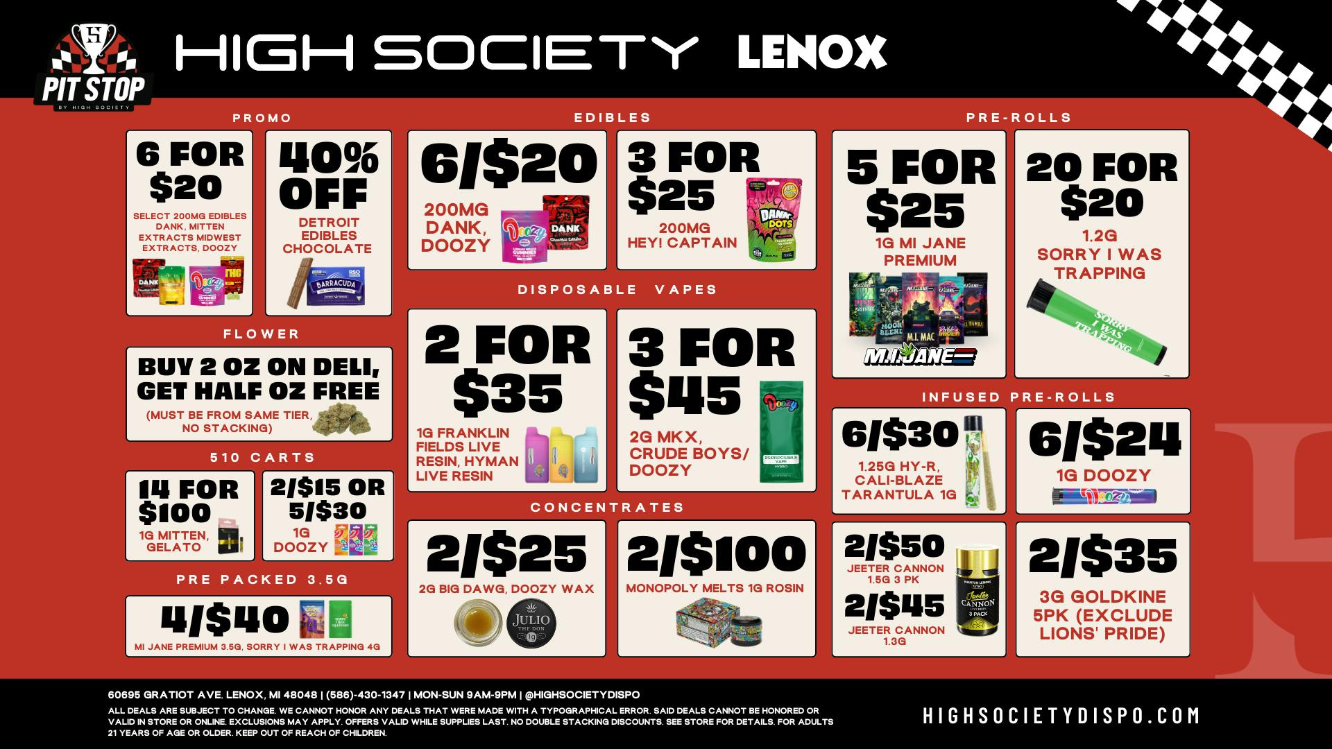 High Society Lenox - NOW OPEN Weekly Deals!!!!!!