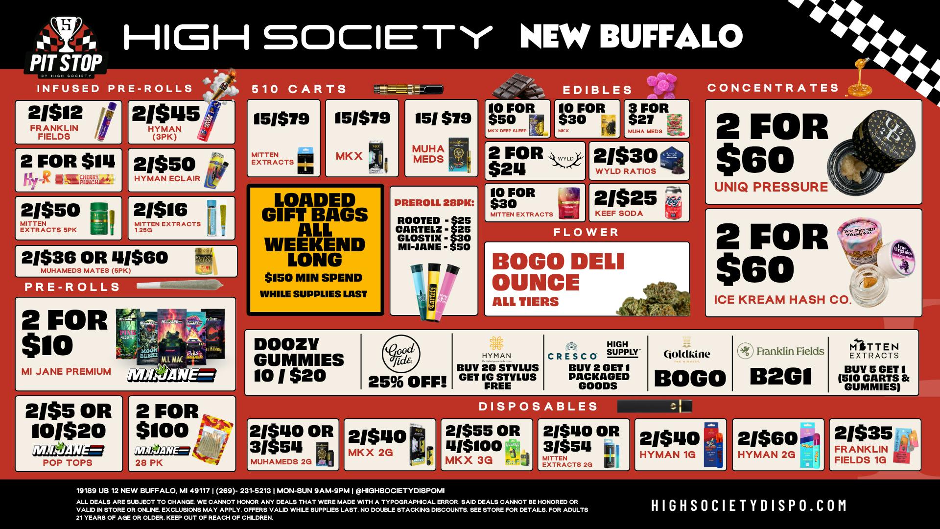 High Society Loaded Gift Bags!! BOGO Deli Oz!!