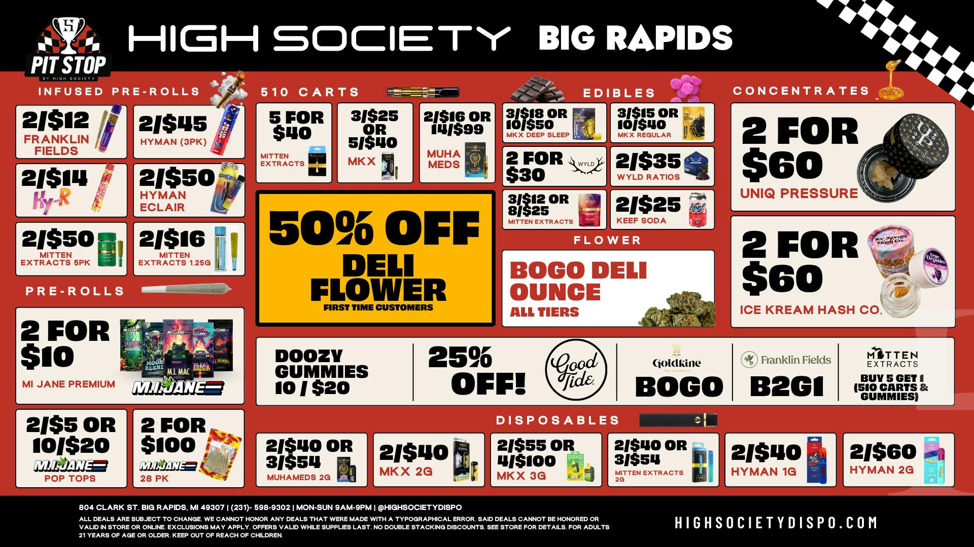 High Society Promo Deals & BOGO Deli Oz!!