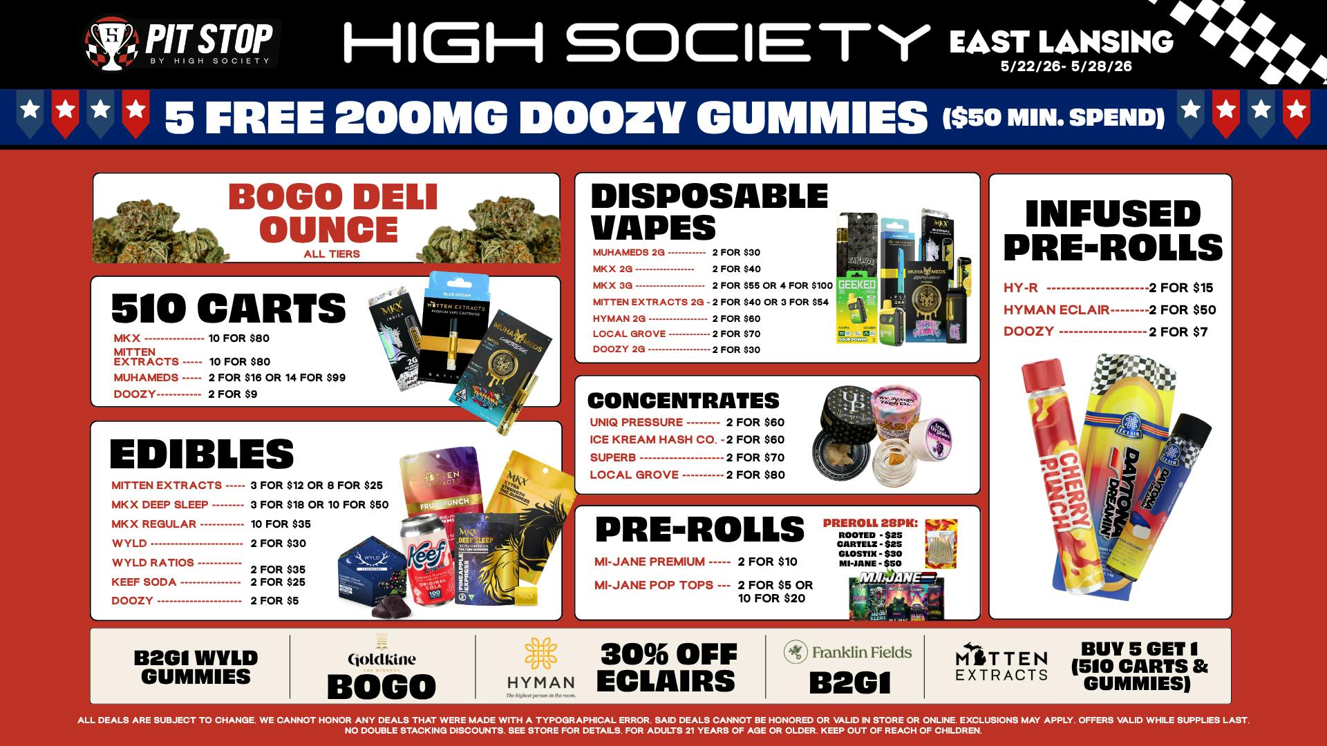High Society East Lansing - NOW OPEN MEMORIAL DAY WEEKEND SPECIALS!