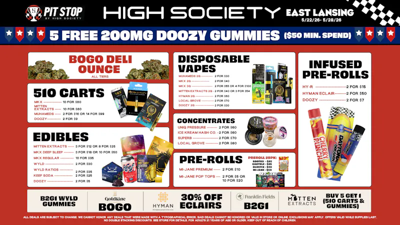 High Society East Lansing - NOW OPEN MEMORIAL DAY WEEKEND SPECIALS!