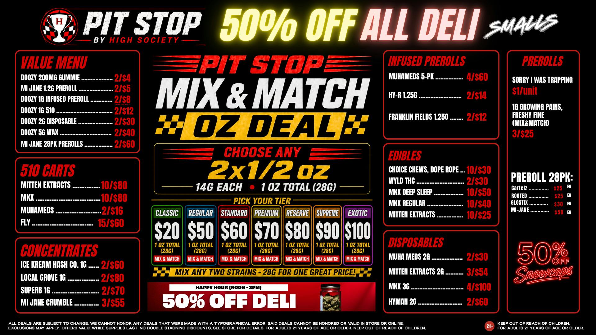 High Society East Lansing - NOW OPEN MIX & MATCH OZ DEAL! VALUE MENU!