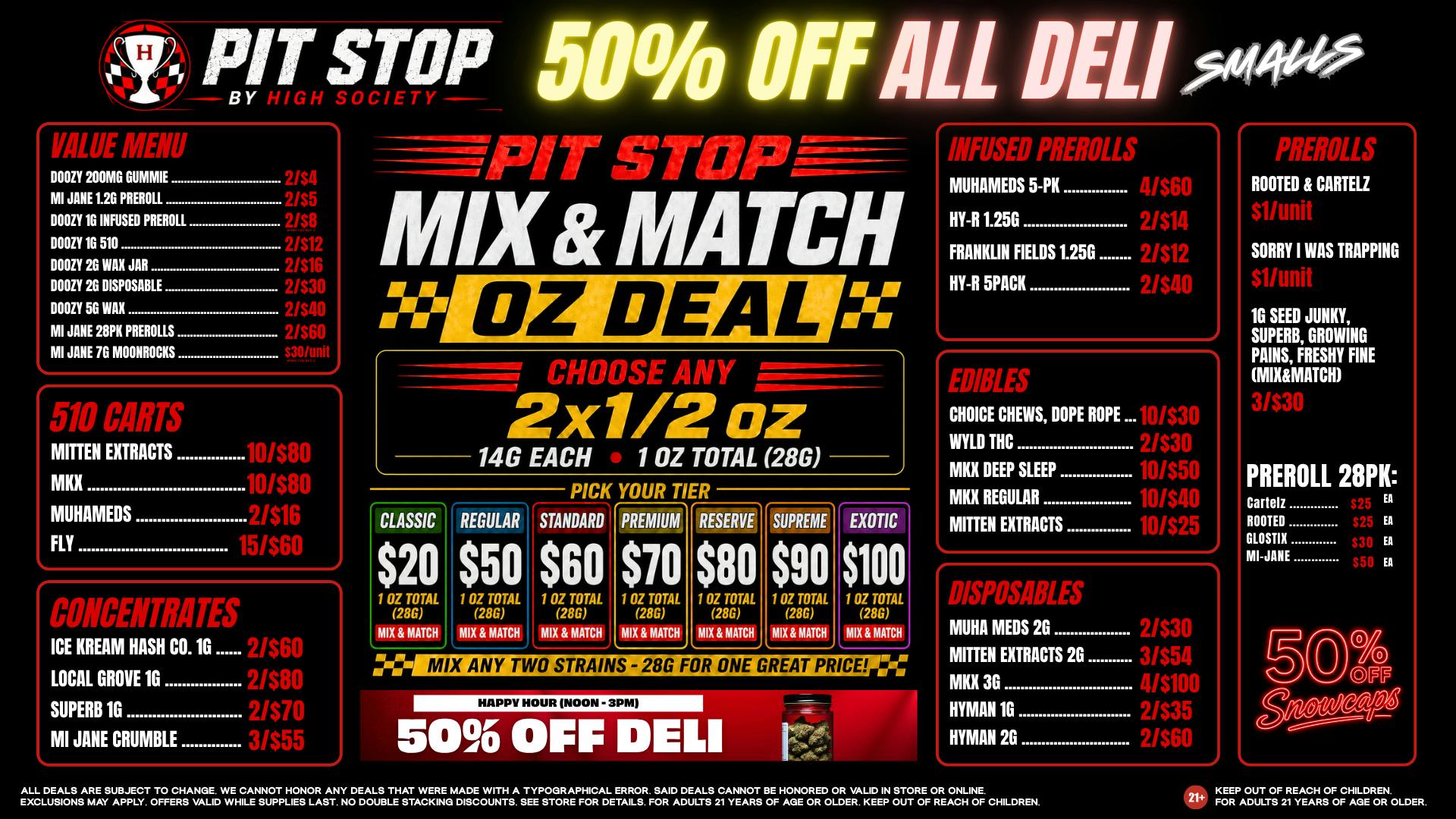 High Society Lenox - NOW OPEN MIX & MATCH OZ DEAL! VALUE MENU!